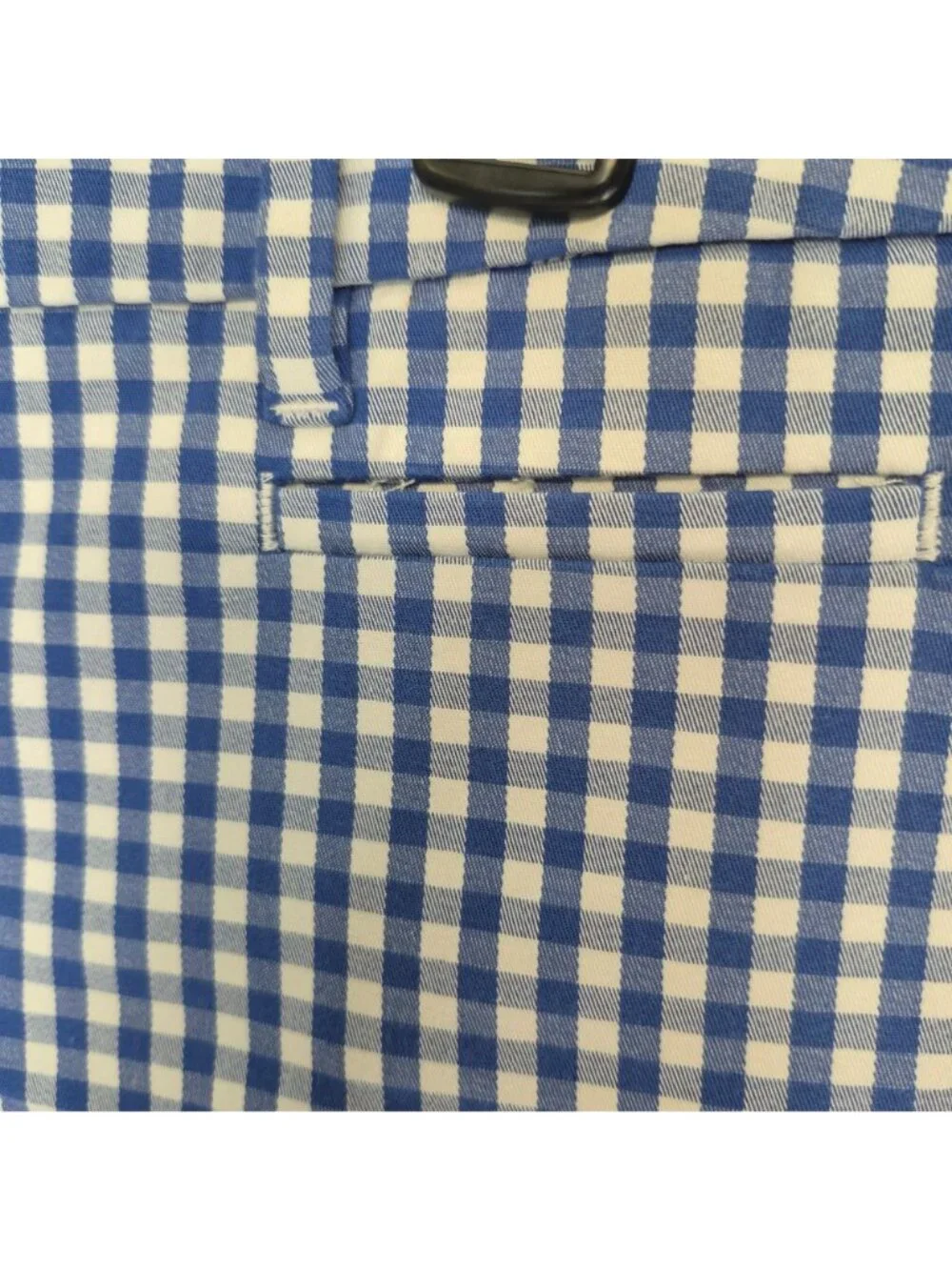 Talbots Womens Blue & White Gingham Check Ankle Pants With Embroidered Hem Size - Picture 3 of 8